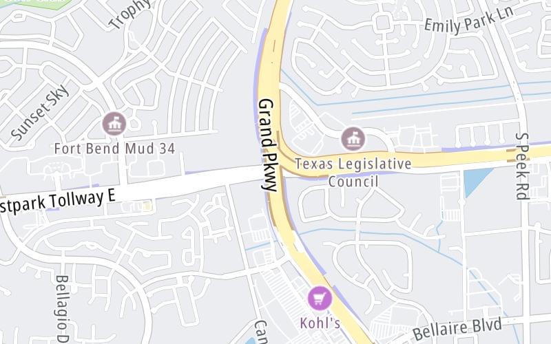 Static map of Grand Parkway at Westpark Tollway