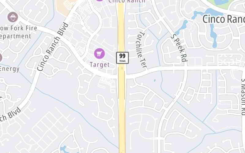 Static map of Grand Parkway at Westheimer Parkway