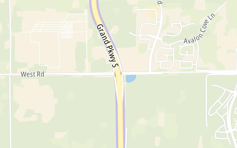 Static map of Grand Parkway at West Road