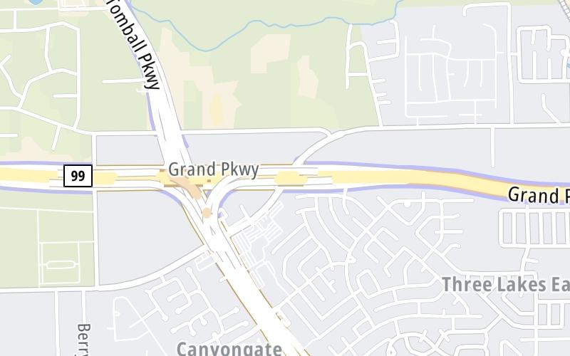 Static map of Grand Parkway at Boudreaux Road / to SH 249/Tomball Tollway