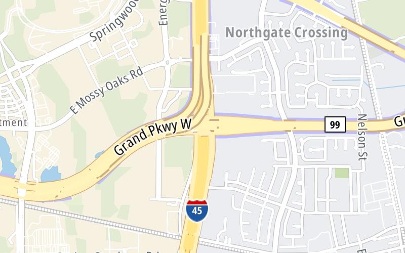 Static map of Grand Parkway at I–45