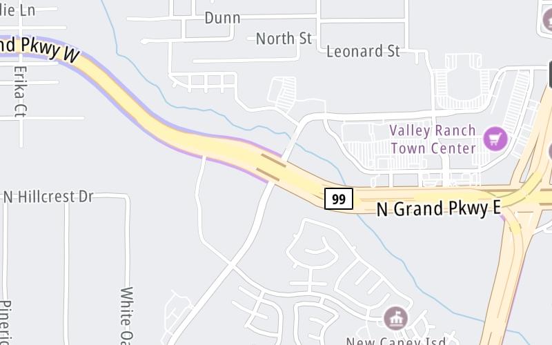 Static map of Grand Parkway at Valley Ranch Parkway