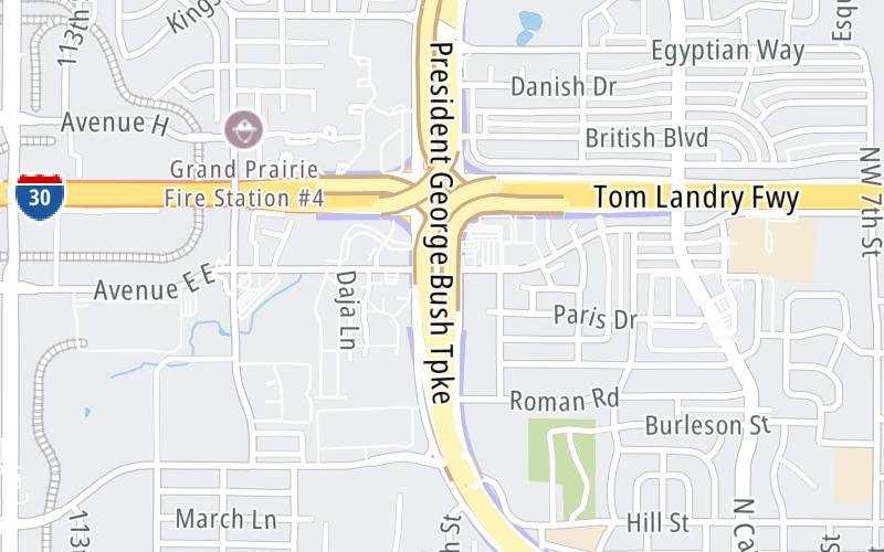 Static map of President George Bush Turnpike at W Tarrant Road