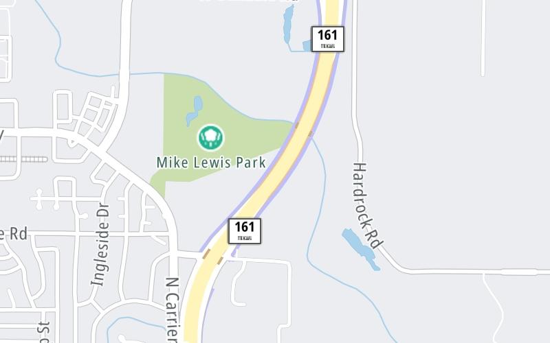 Static map of President George Bush Turnpike at Lower Tarrant Road / Egyptian Way