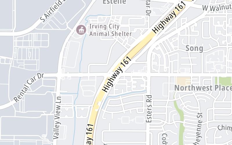 Static map of President George Bush Turnpike at Northgate Drive