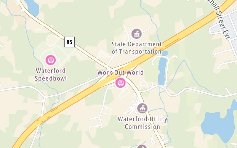 Static map of Connecticut Turnpike at CT 2 West/CT 32 North