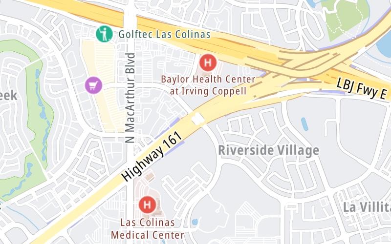 Static map of President George Bush Turnpike at Las Colinas Blvd / to MacArthur Blvd