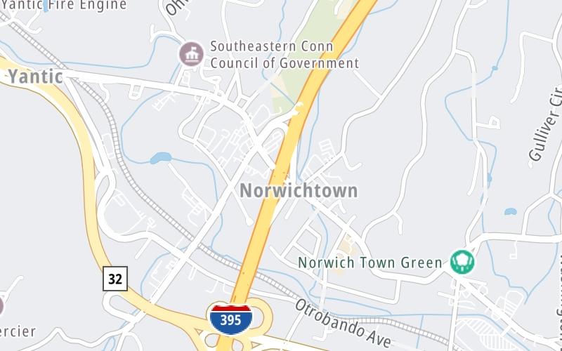 Static map of Connecticut Turnpike at West Town Street