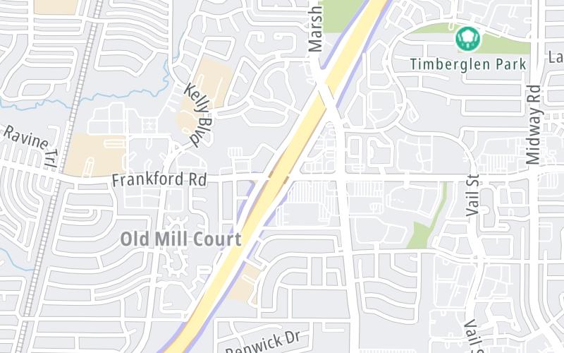 Static map of President George Bush Turnpike at Frankford Road