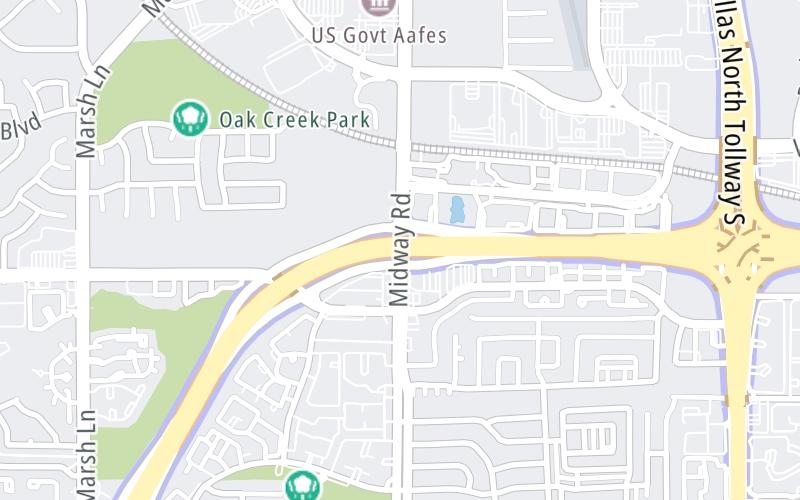 Static map of President George Bush Turnpike at Midway Road / Rosemeade Pkwy