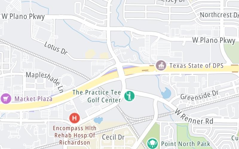 Static map of President George Bush Turnpike at Independence Parkway