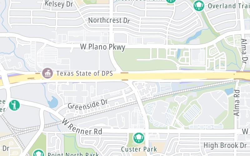 Static map of President George Bush Turnpike at Custer Parkway