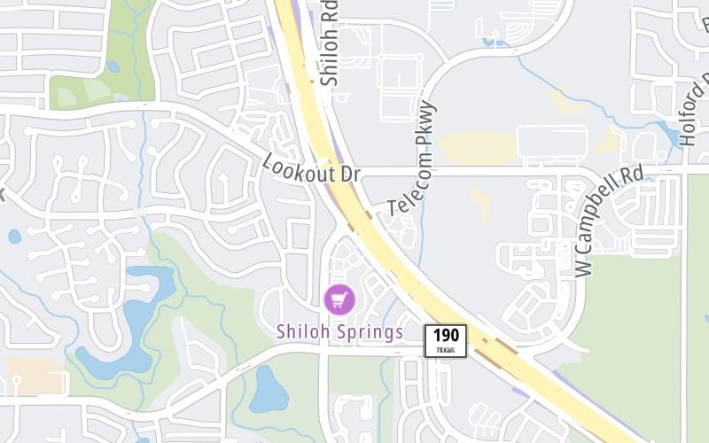 Static map of President George Bush Turnpike at Shiloh Road