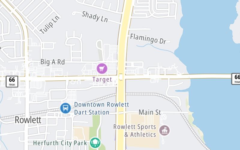 Static map of President George Bush Turnpike at Lakeview Parkway/SH 66