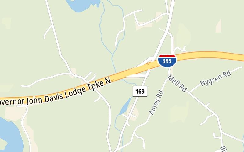 Static map of Connecticut Turnpike at CT 169