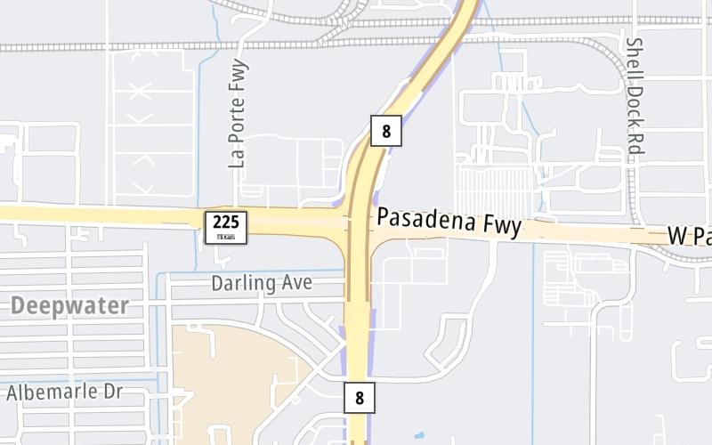 Static map of Sam Houston Tollway at SH 255/Pasadena Freeway