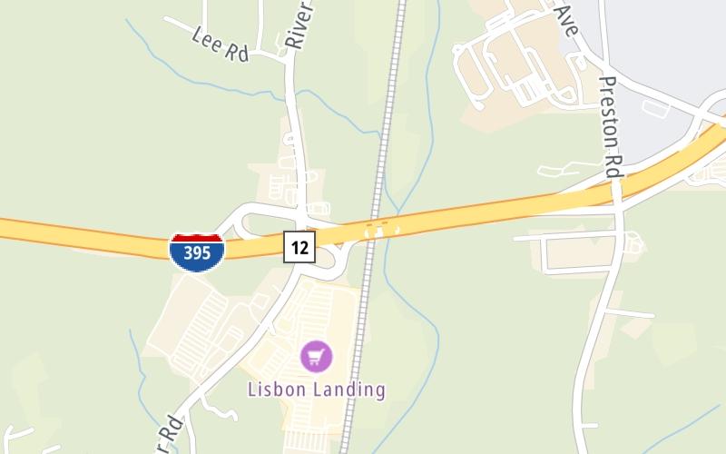 Static map of Connecticut Turnpike at CT 12