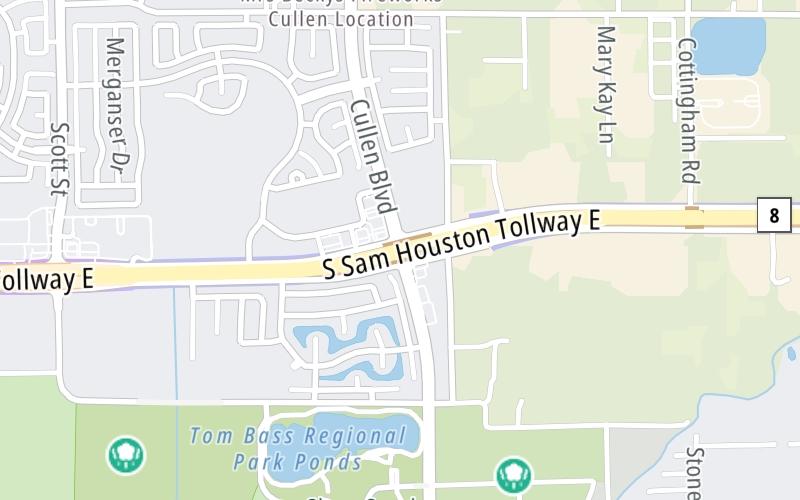 Static map of Sam Houston Tollway at FM 865/Cullen Boulevard