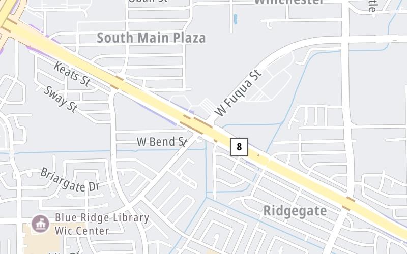 Static map of Sam Houston Tollway at West Fuqua Street