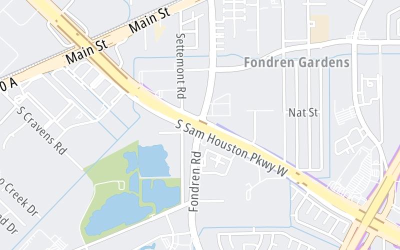 Static map of Sam Houston Tollway at Fondren Road