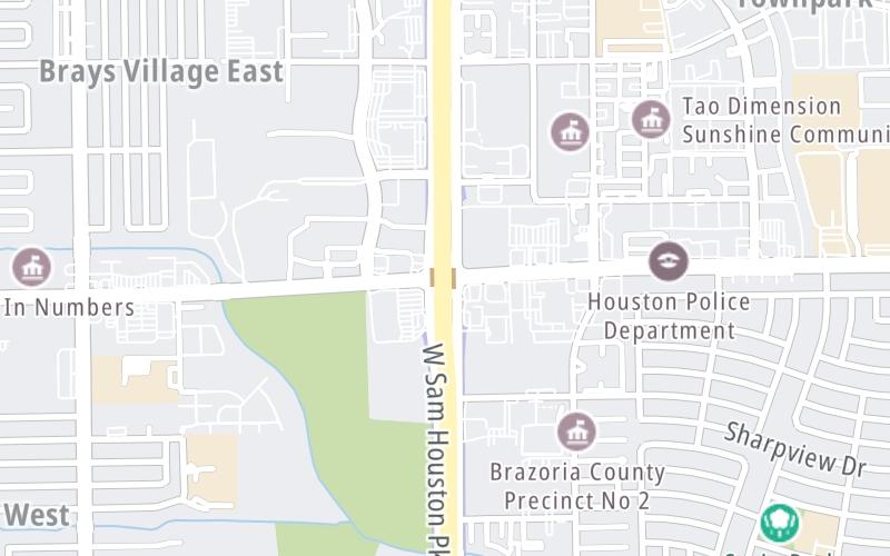 Static map of Sam Houston Tollway at Bellaire Boulevard