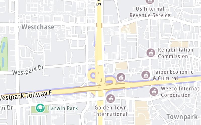 Static map of Sam Houston Tollway at Westpark Drive