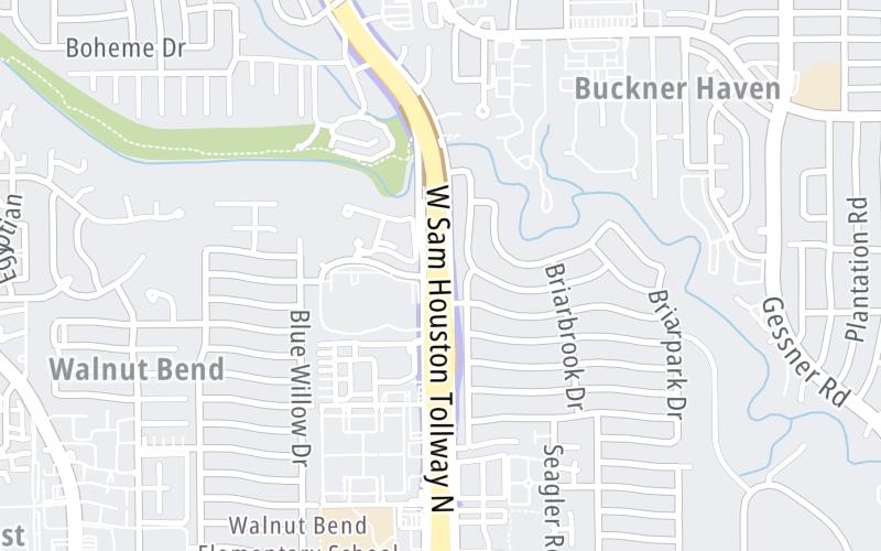 Static map of Sam Houston Tollway at Deerwood Road