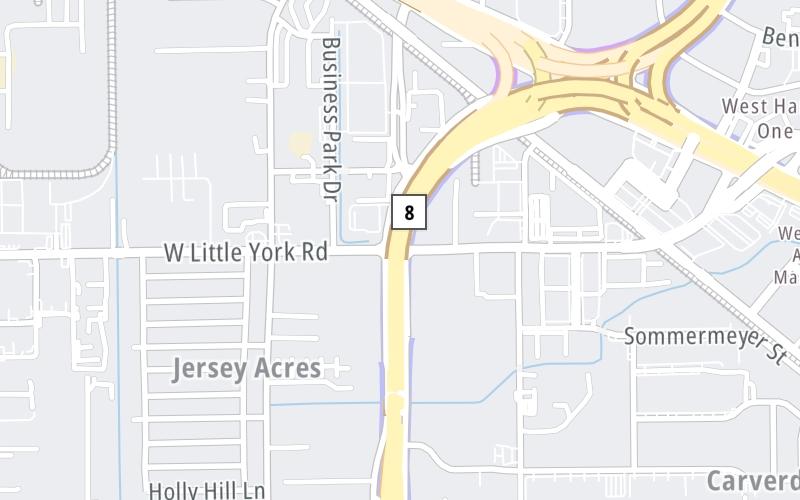 Static map of Sam Houston Tollway at Little York Road / Senate Ave