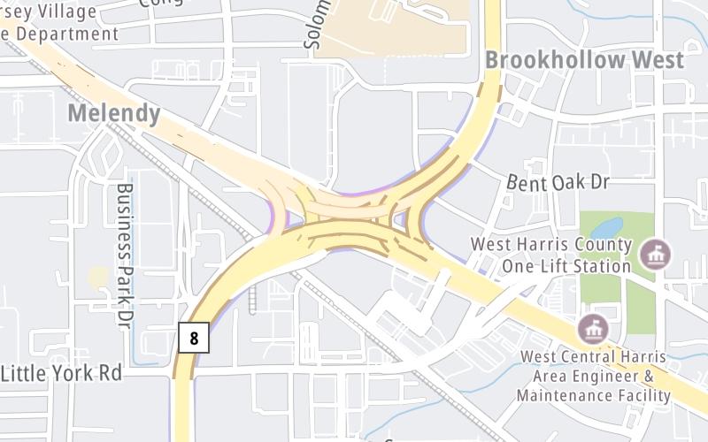 Static map of Sam Houston Tollway at US 290 / Northwest Freeway