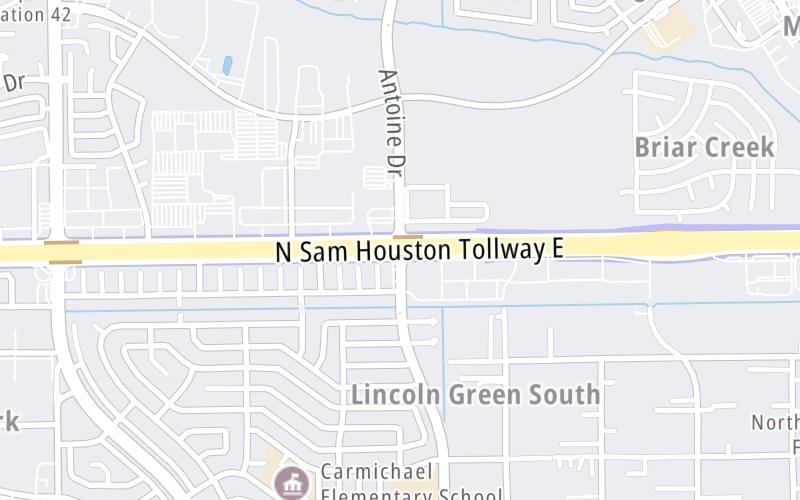 Static map of Sam Houston Tollway at Antoine Drive