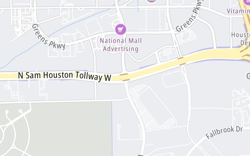 Static map of Sam Houston Tollway at Ella Boulevard