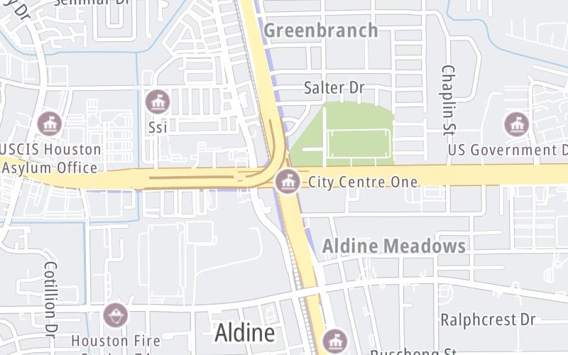 Static map of Sam Houston Tollway at Hardy Toll Road