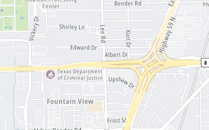 Static map of Sam Houston Tollway at Lee Road