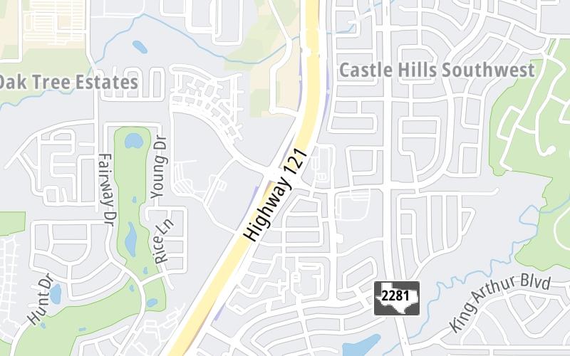 Static map of Sam Rayburn Tollway at Carrollton Parkway