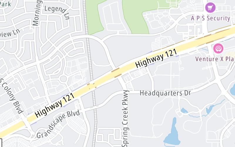 Static map of Sam Rayburn Tollway at Spring Creek Parkway