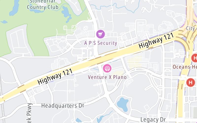 Static map of Sam Rayburn Tollway at Legacy Drive