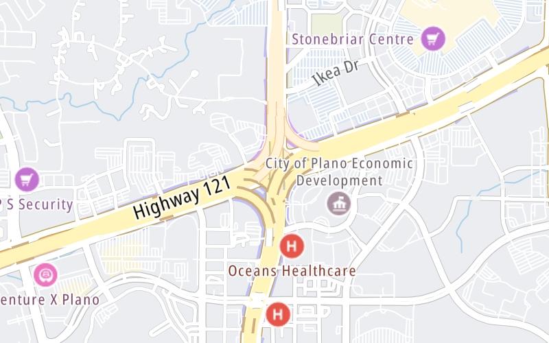 Static map of Sam Rayburn Tollway at Dallas North Tollway