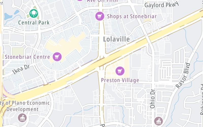 Static map of Sam Rayburn Tollway at Preston Road/SH 289