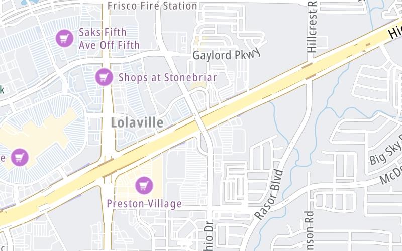 Static map of Sam Rayburn Tollway at Ohio Drive