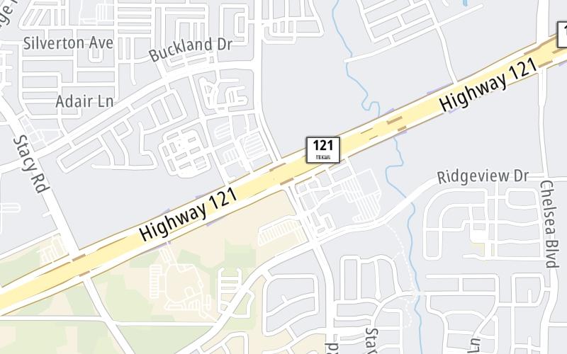 Static map of Sam Rayburn Tollway at Lake Forest Drive/Walters Road