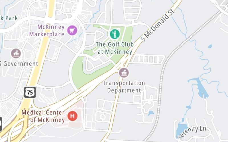 Static map of Sam Rayburn Tollway at SH 5/McDonald Street