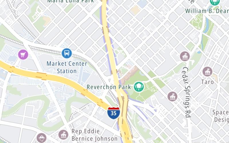 Static map of Dallas North Tollway at Oak Lawn Avenue