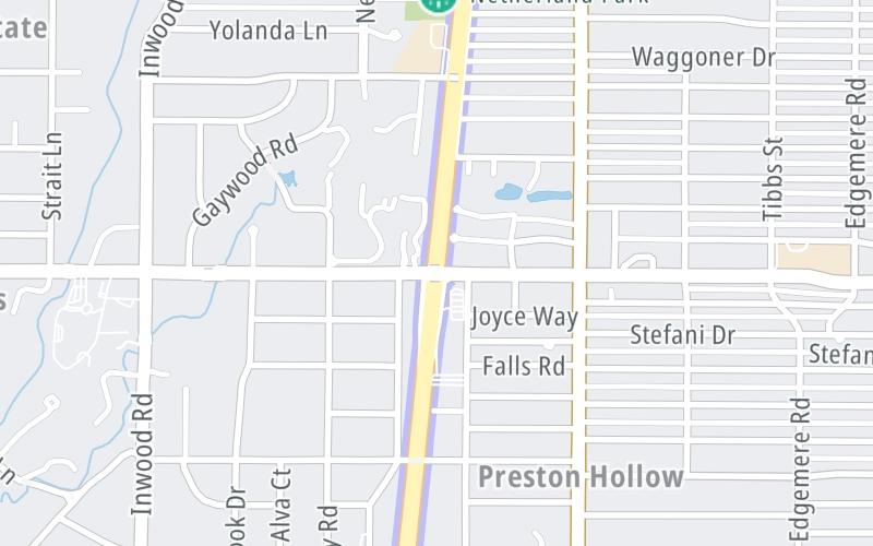 Static map of Dallas North Tollway at Walnut Hill Lane