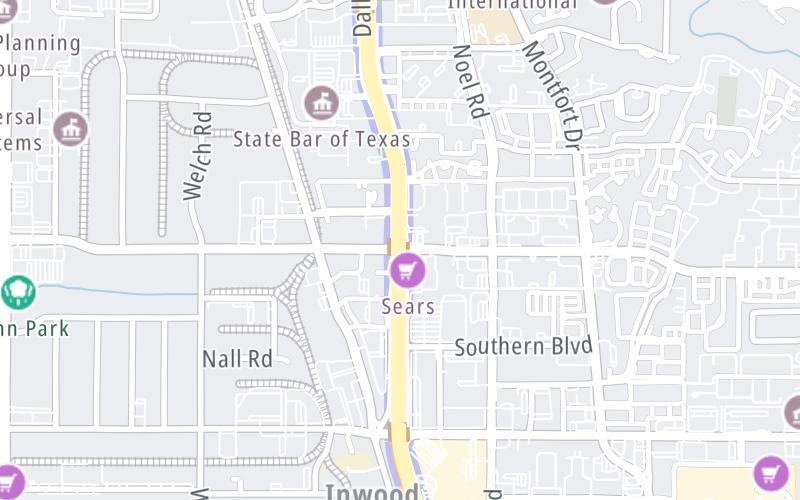 Static map of Dallas North Tollway at Spring Valley Road