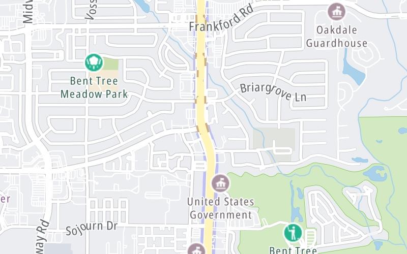 Static map of Dallas North Tollway at Trinity Mills Road