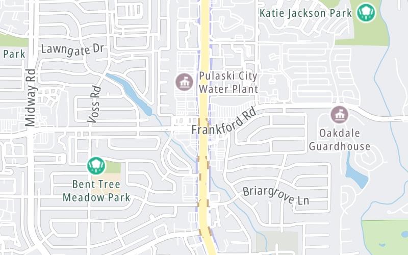 Static map of Dallas North Tollway at Frankford Road