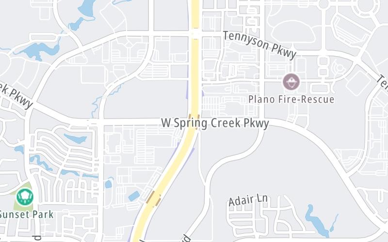 Static map of Dallas North Tollway at Spring Creek Parkway