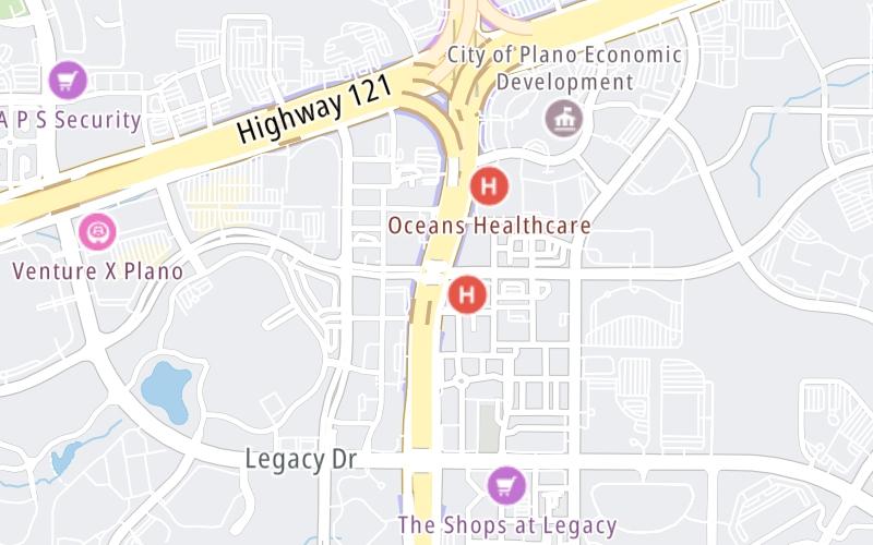 Static map of Dallas North Tollway at Headquarters Drive