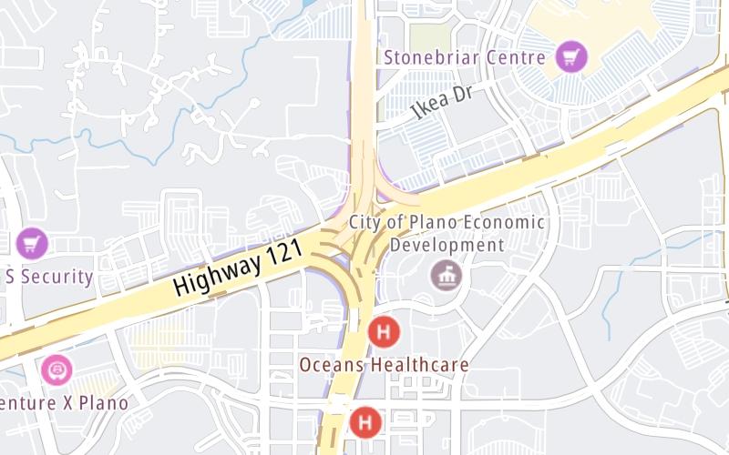 Static map of Dallas North Tollway at Sam Rayburn Tollway