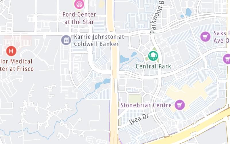 Static map of Dallas North Tollway at Gaylord Parkway